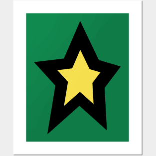 Yellow Star Thick Black Line Posters and Art